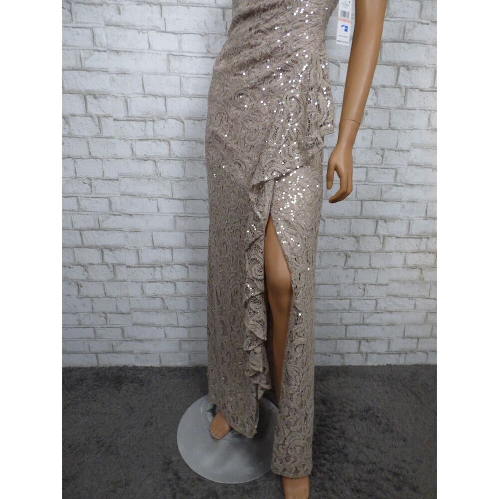 Alex Evenings Mother of Bride Ruffle Sequin Lace Gown in Buff 4 NEW - Picture 9 of 15